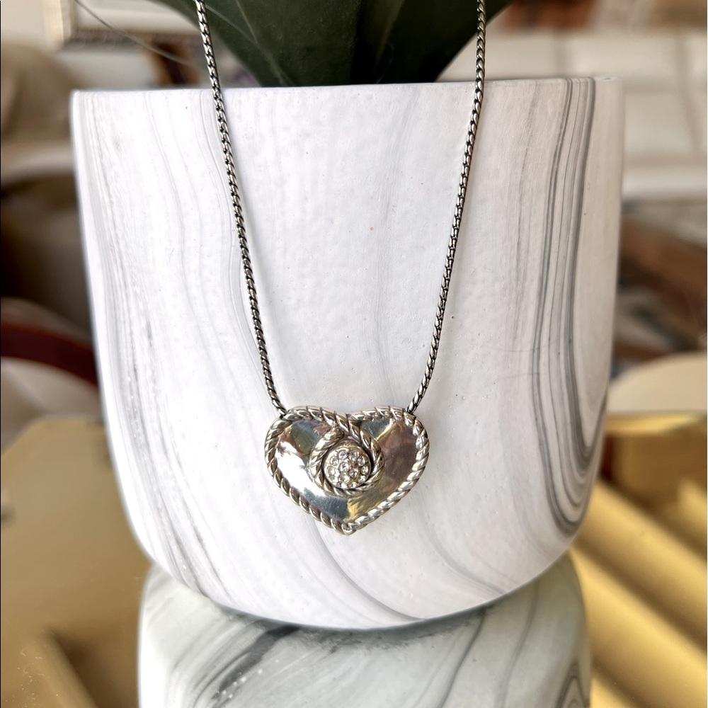 Brighton Reversible necklace. Pearl on one side & rhinestone cluster on other.